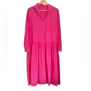 Grayson Frank & Eileen The Changemaker Hot Pink Drop-Waist Shirt Dress size L